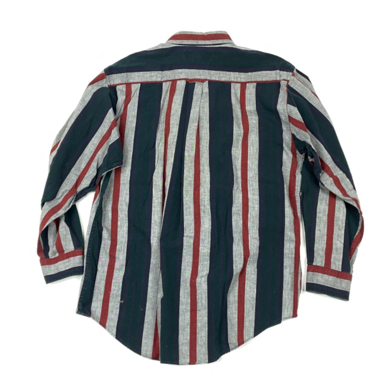 Vintage 90s striped long-sleeve button-front... - Depop