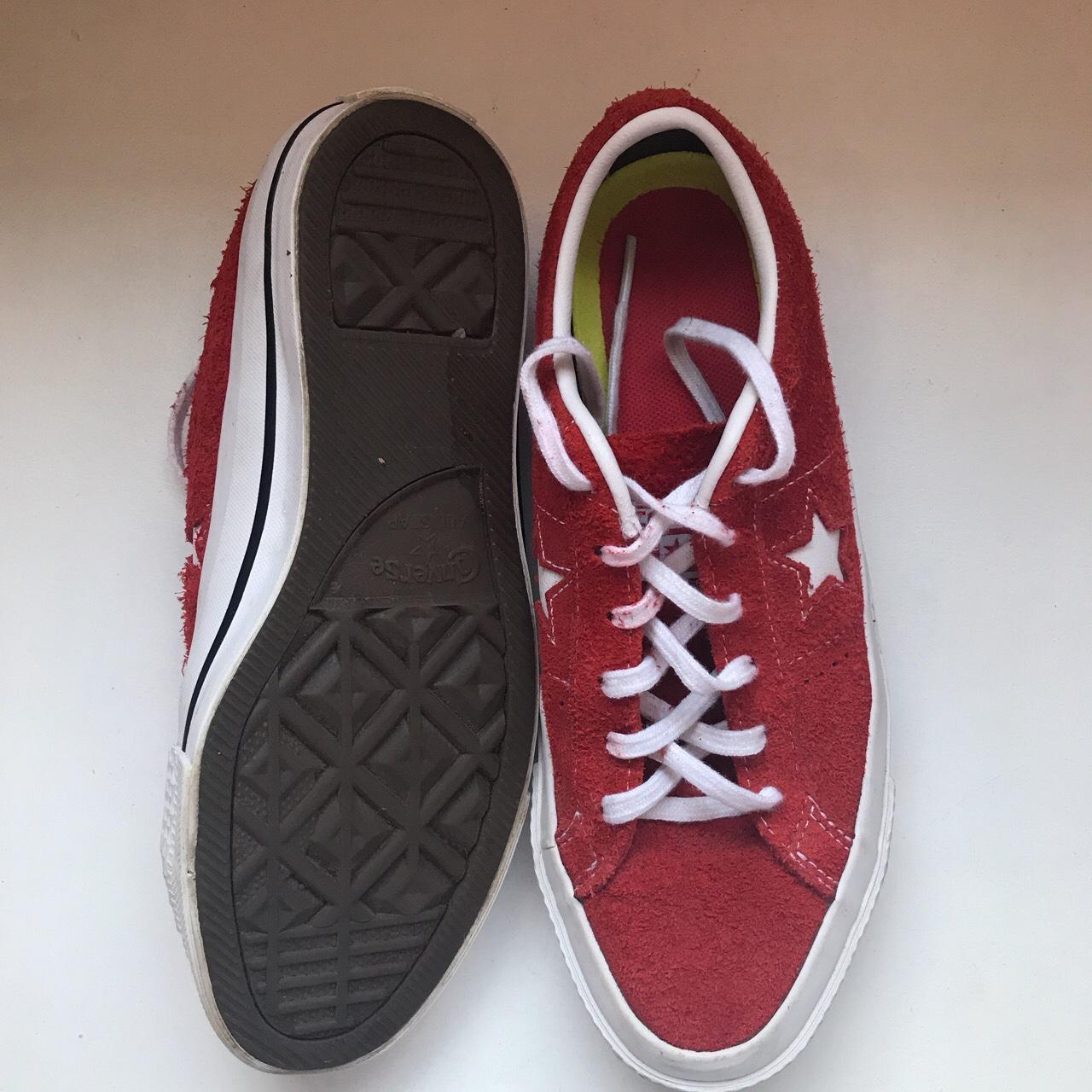 Converse Women's Red and Orange Trainers | Depop