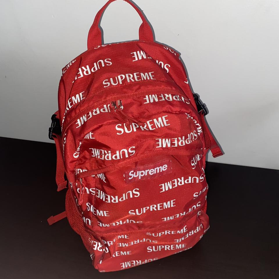 Supreme 3M Reflective Backpack FW16 Red Very... - Depop