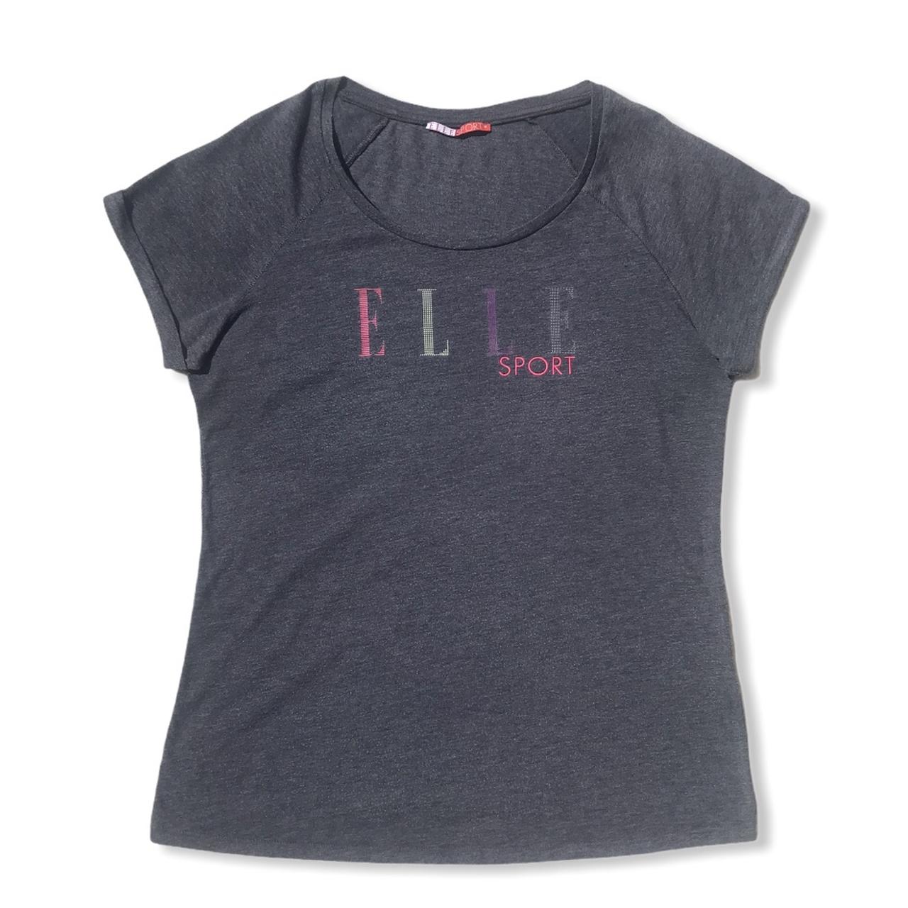 ELLE Women's Grey and Pink Tshirt Depop