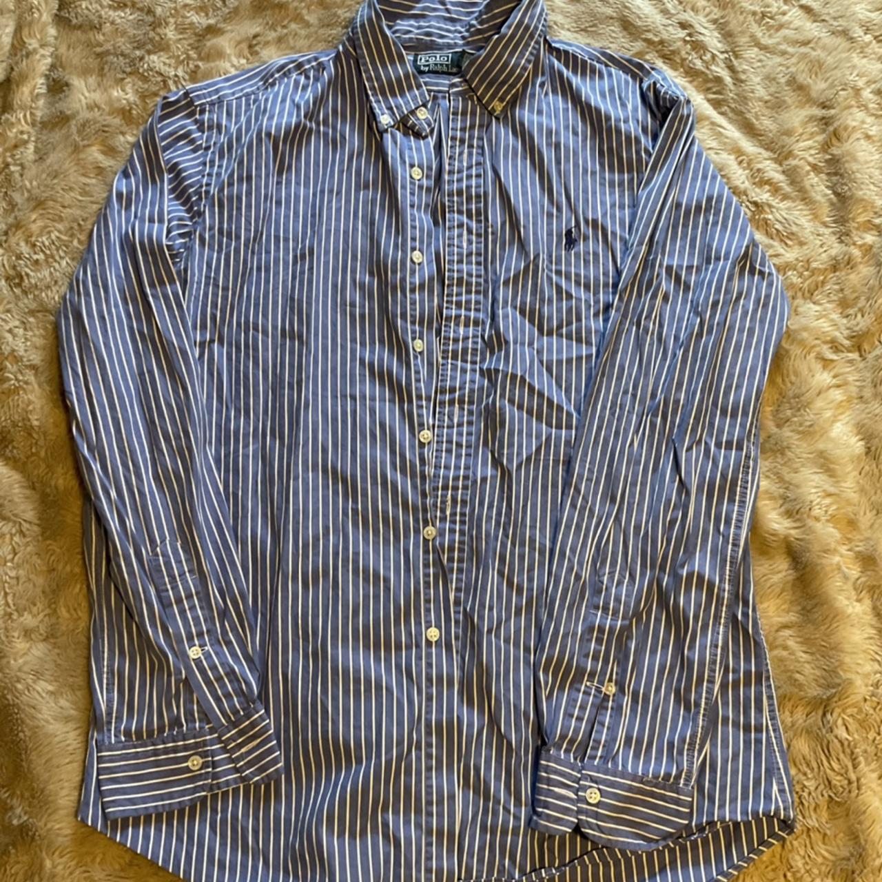 Ralph Lauren striped blue shirt Size XL - great as... - Depop