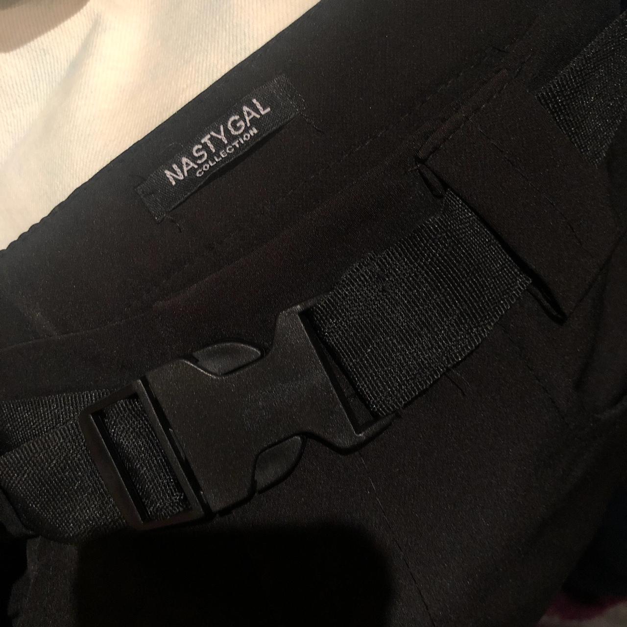 Nasty Gal black cargo mini skirt with belt Size 8... Depop