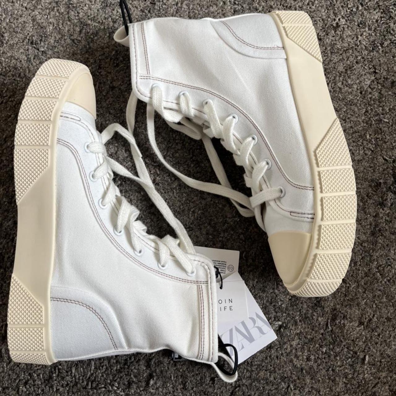 Zara high top canvas shoes, brand new with label,... - Depop