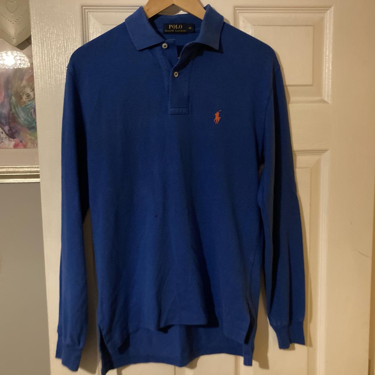 Ralph Lauren Long Sleeve Polo Shirt in Blue Size -... - Depop