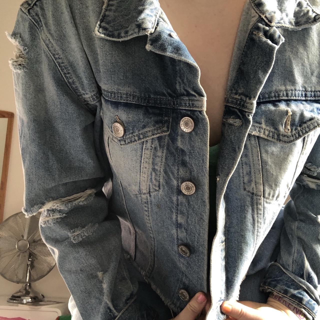 Cropped denim jacket in perfect condition From... - Depop