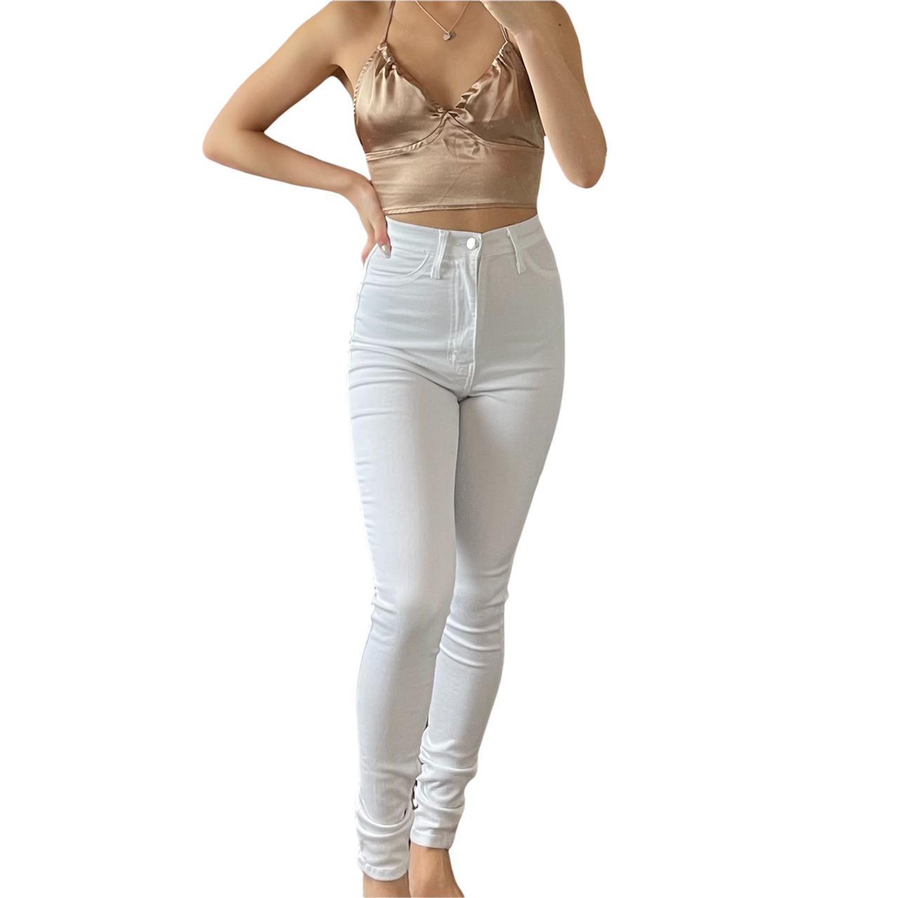 🤍 White Super High-Waisted Skinny Jegging Jeans Depop