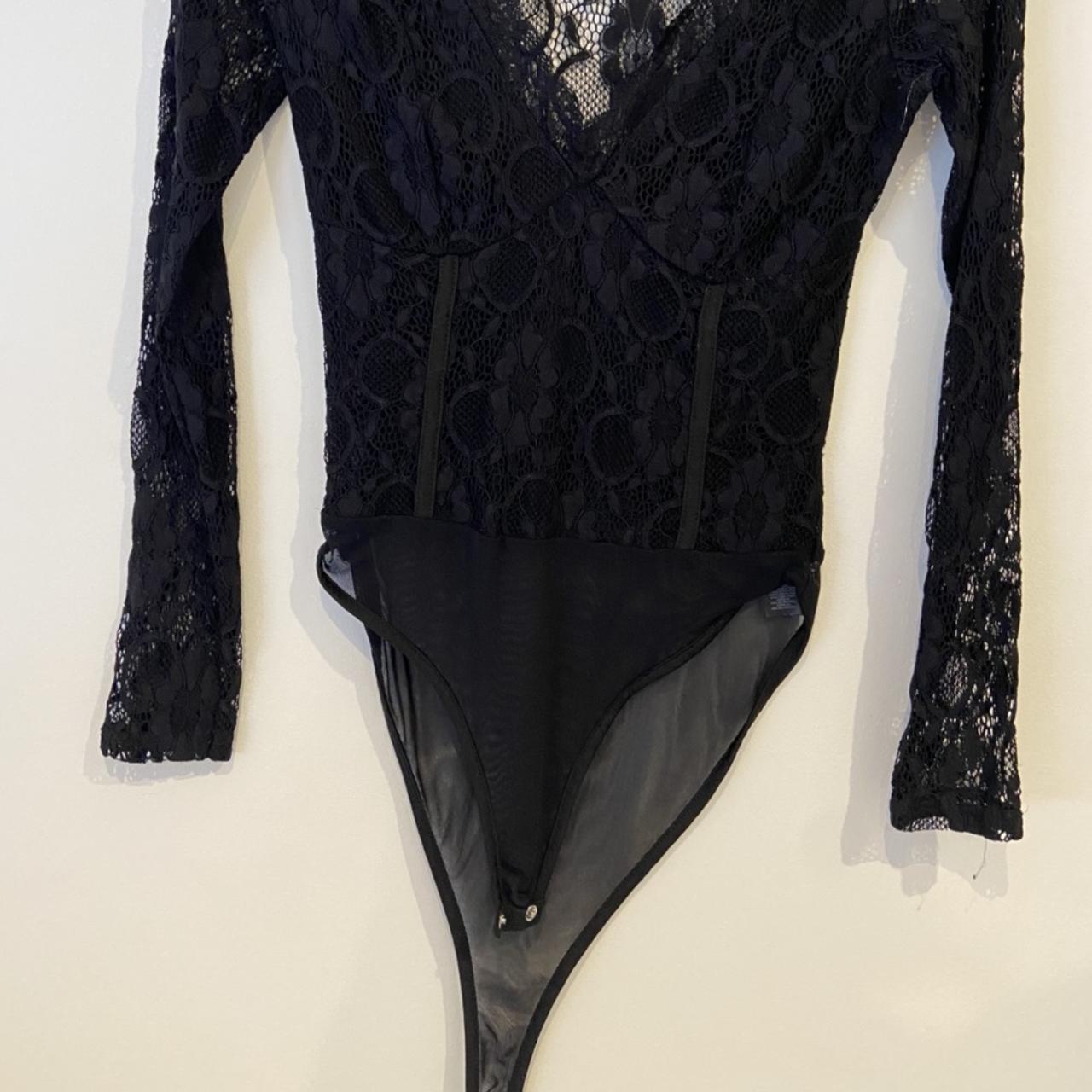 New look black lace body suit, only worn once so in... - Depop