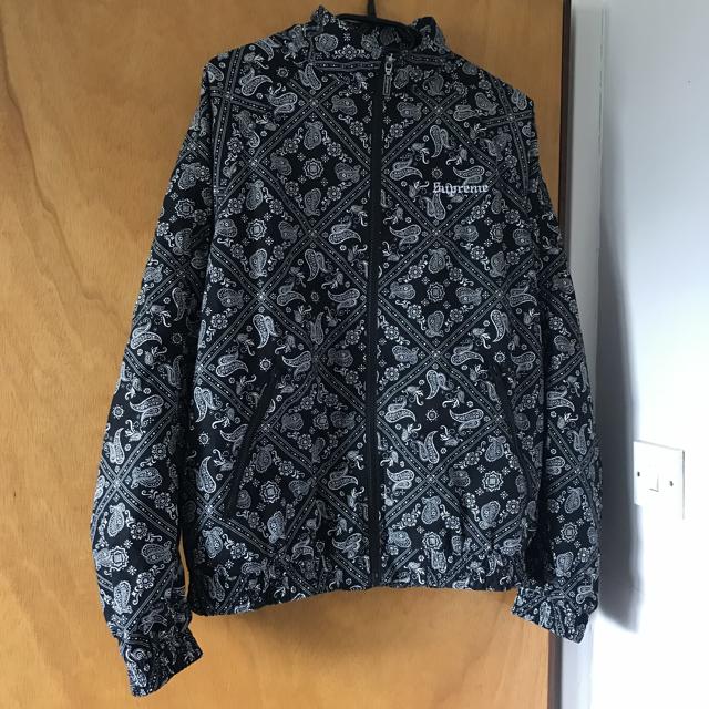 Supreme Bandana Track Jacket Black from SS18. Size - Depop