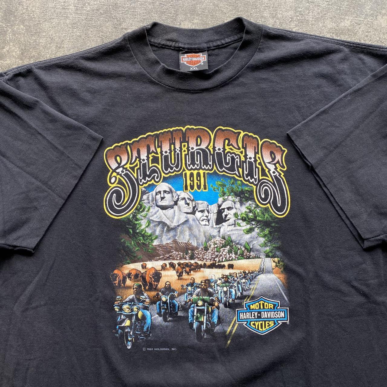 Vintage 90s Harley Davidson Sturgis Rally Graphic T... - Depop