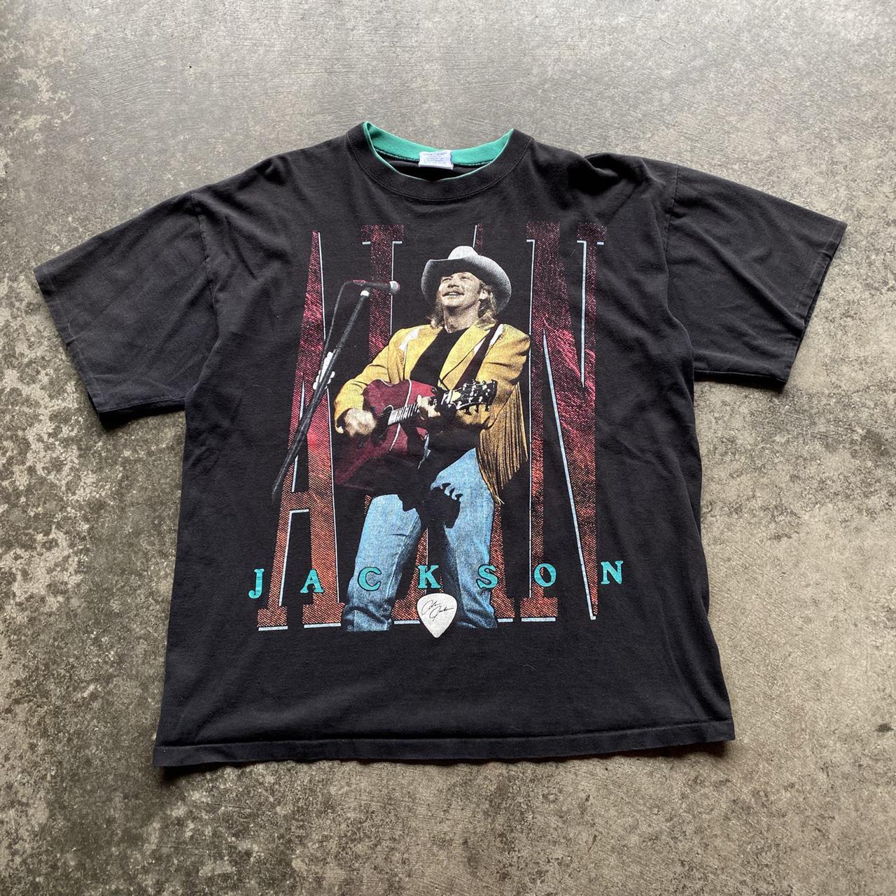 Vintage 90s Alan Jackson On Tour Graphic Band T... - Depop