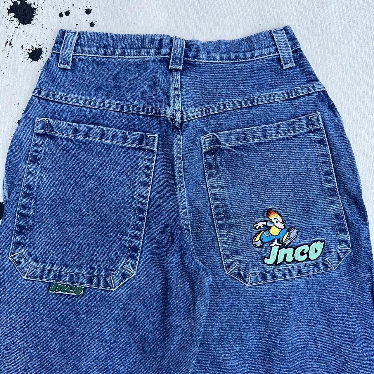 Vintage 90s JNCO Flamehead Embroidered Skate Baggy... - Depop