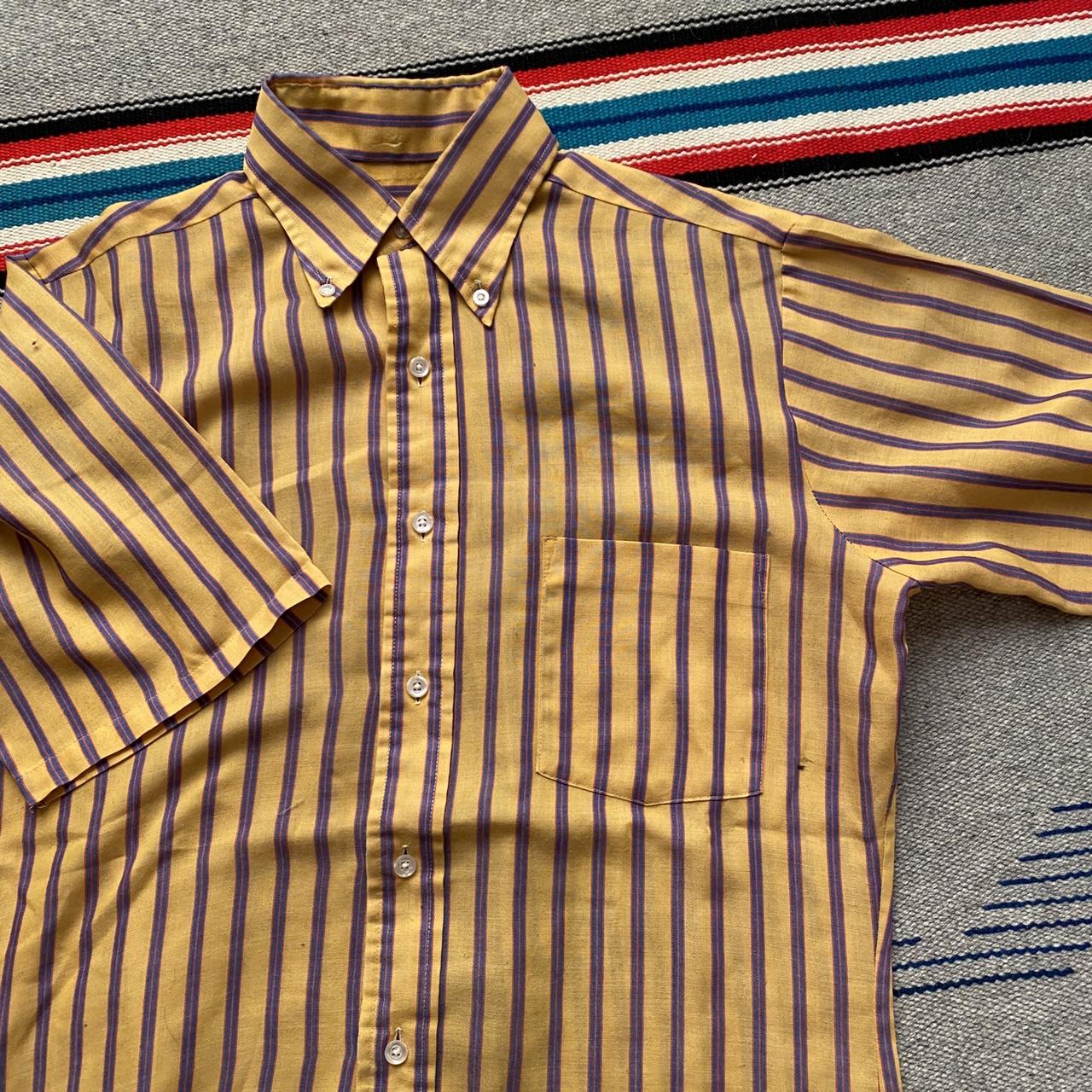 Vintage 80s Pinstriped Button Up Shirt Men’s size... - Depop