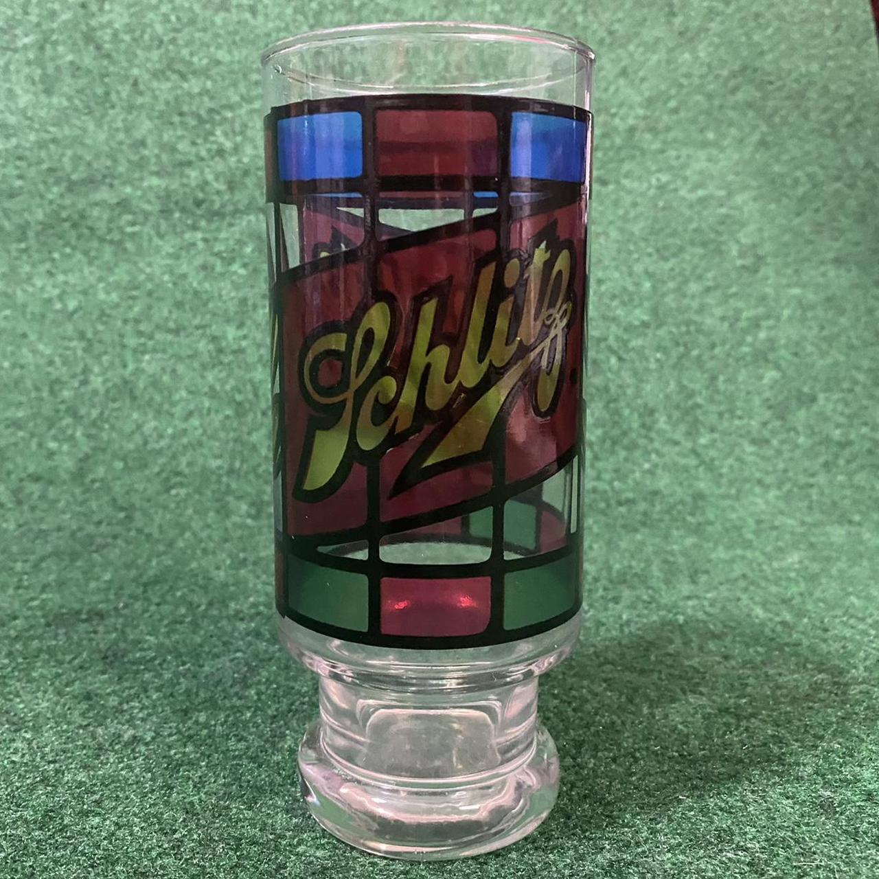 Vintage 70 S Schlitz Beer Glass Multi Color Stained Depop   P0 