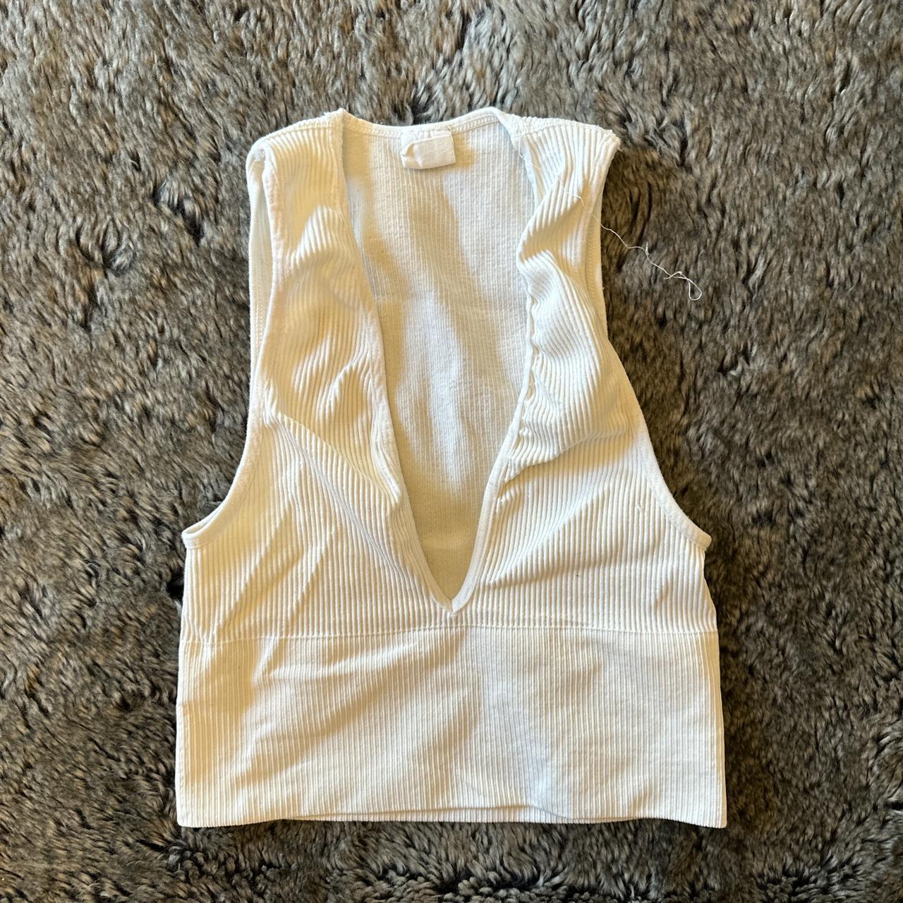 Urban outfitters josie ribbed v-neck vest in... - Depop
