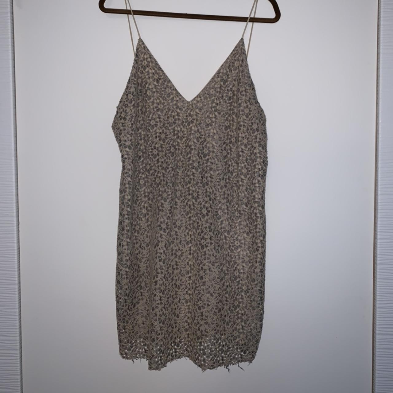 Zara lace mini dress. Beige and gray lace fabric.... - Depop