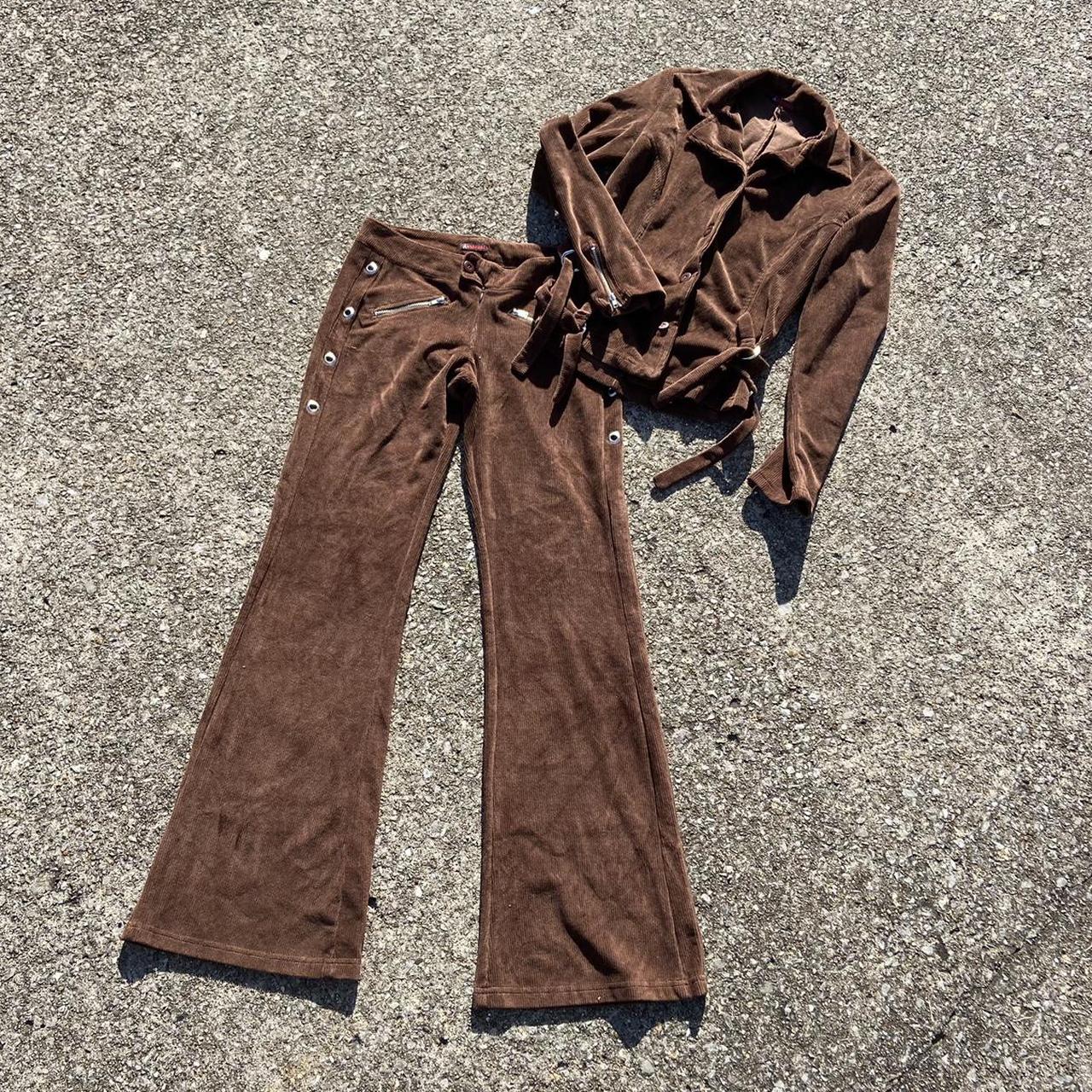 Vintage 90s Y2k Brown Corduroy Low Rise Pants With Depop