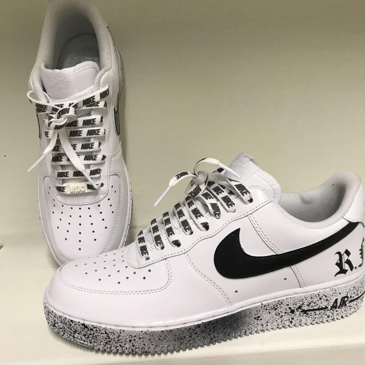 Nike Air Force One White with black or white laces - Depop