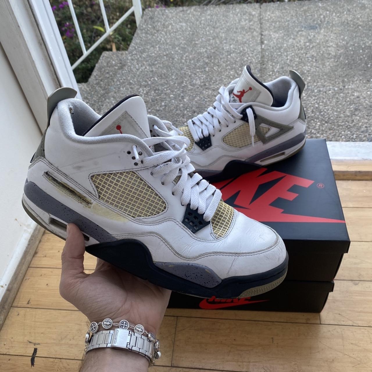 jordan 4 white cement beaters as is still hard body... - Depop