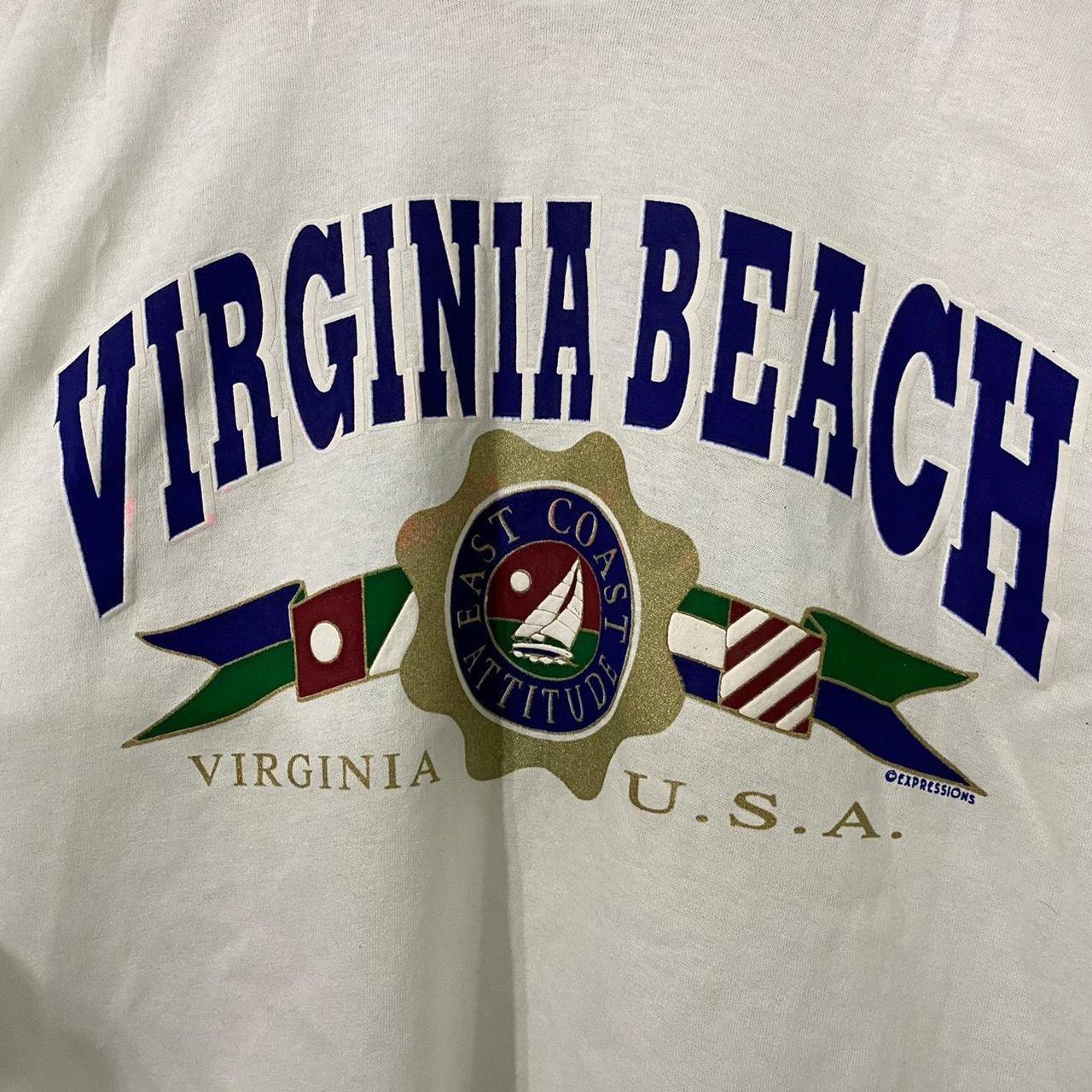 Vintage Virginia Beach white long sleeve t shirt.... - Depop