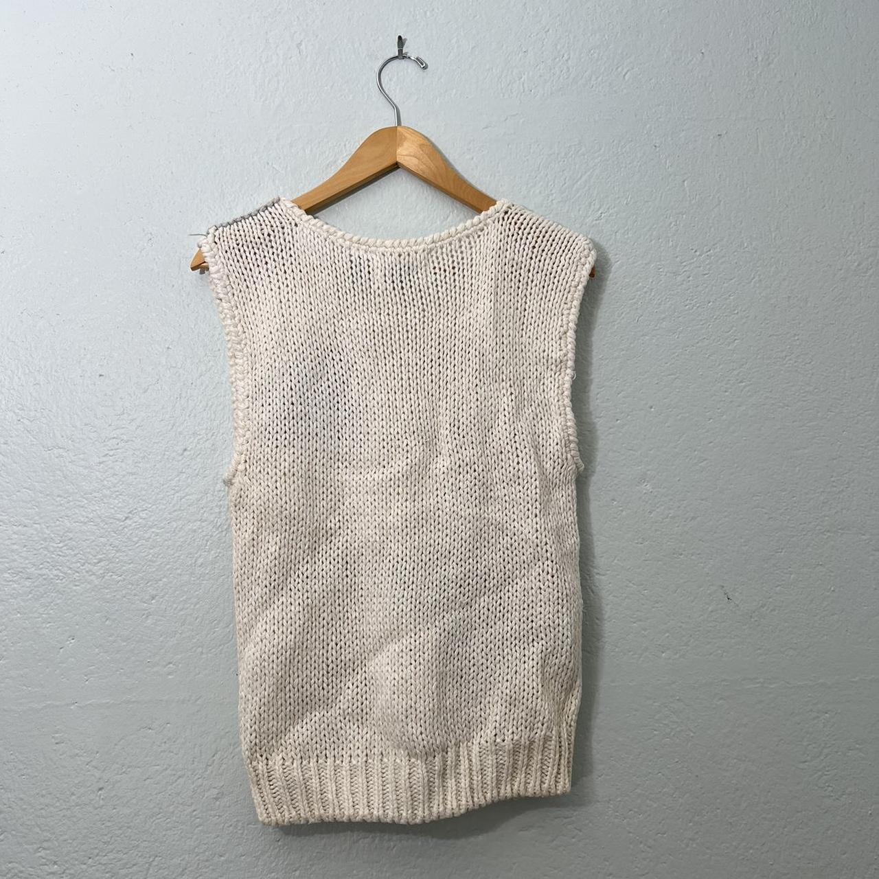 Vintage handmade grandma core sweater vest White... - Depop