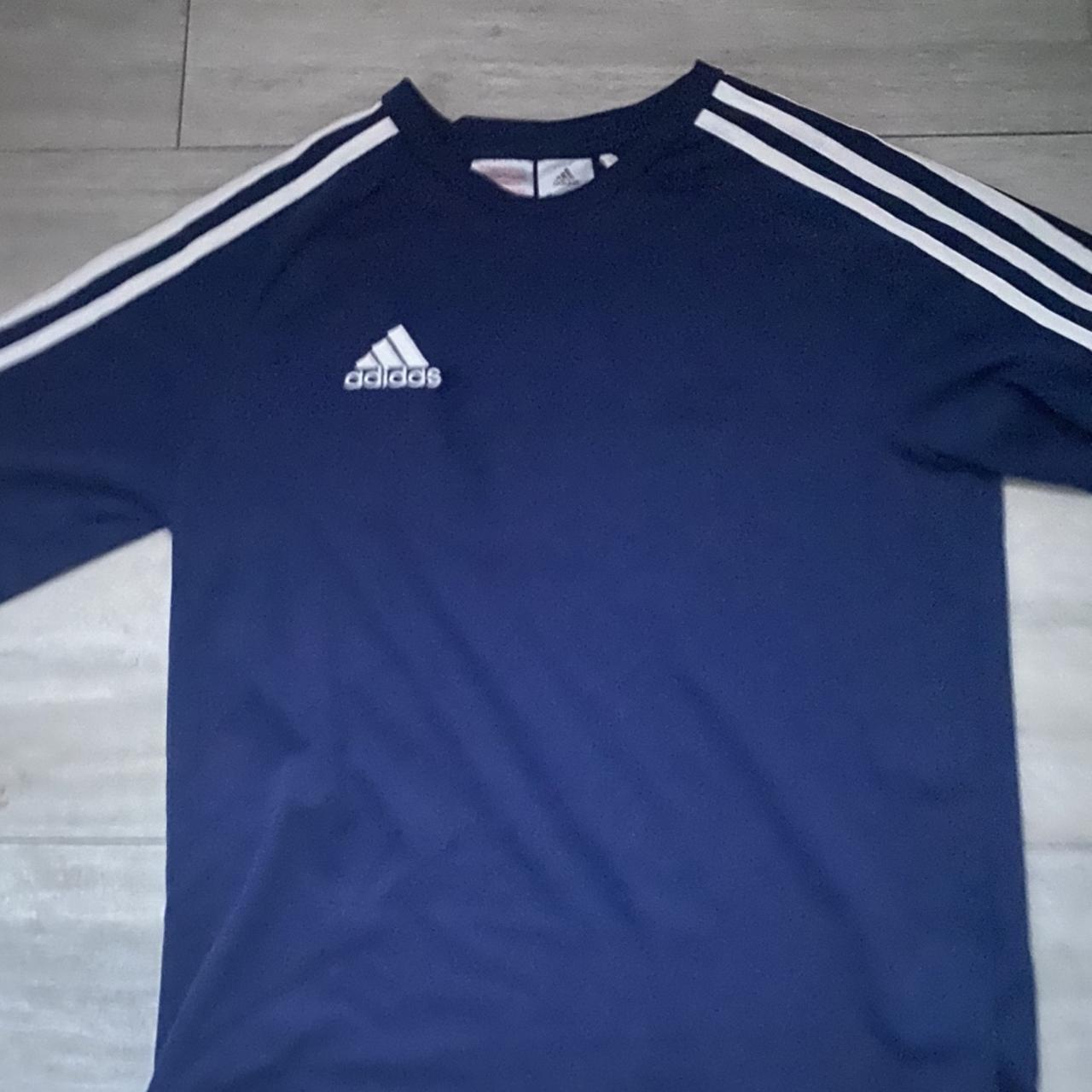 real adidas blue top sports top navy/ blue perfect... - Depop