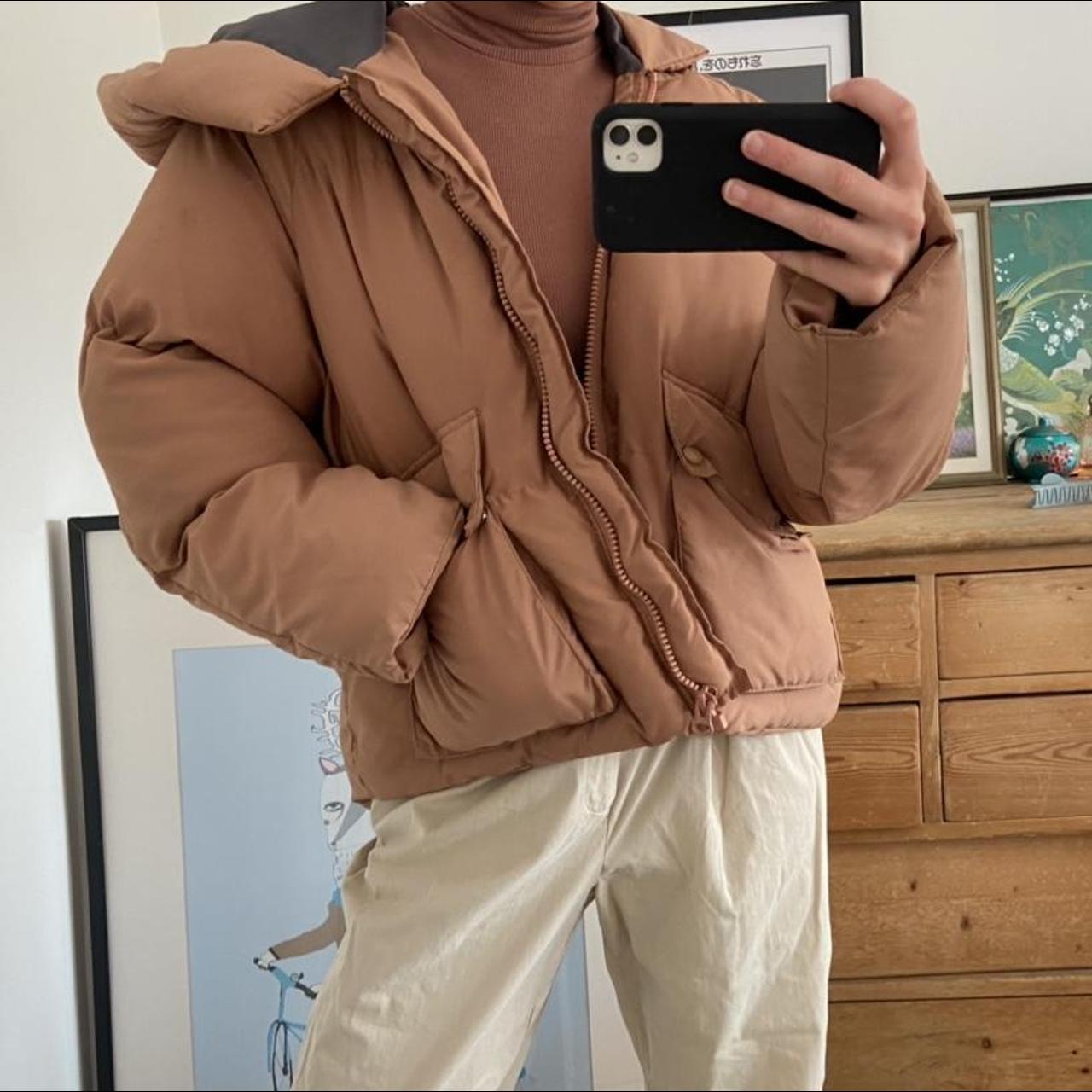 Rust coloured puffer clearance jacket