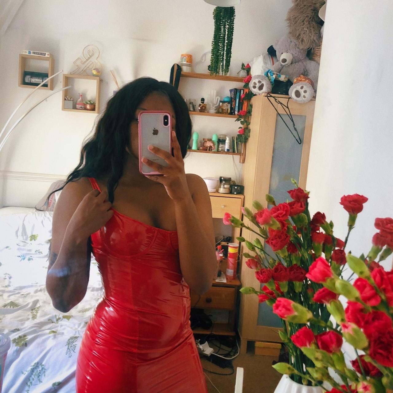 Super sexy red tight plastic PVC dress Makes your 🍑... - Depop