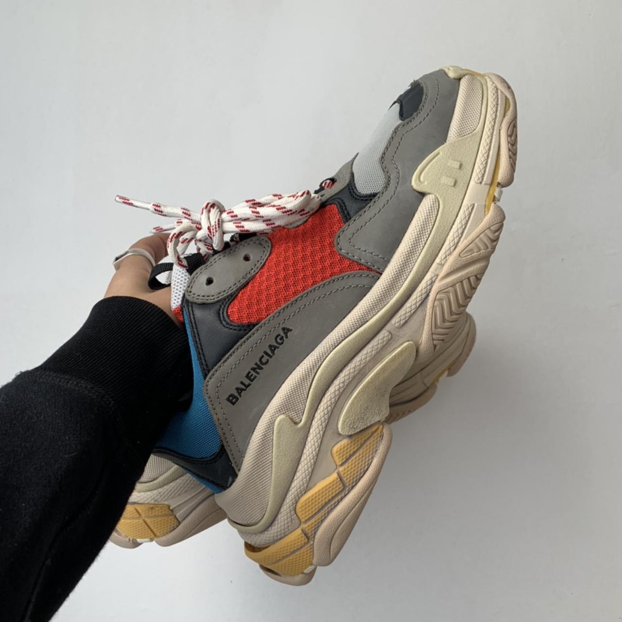 Balenciaga triple s hot sale red blue grey