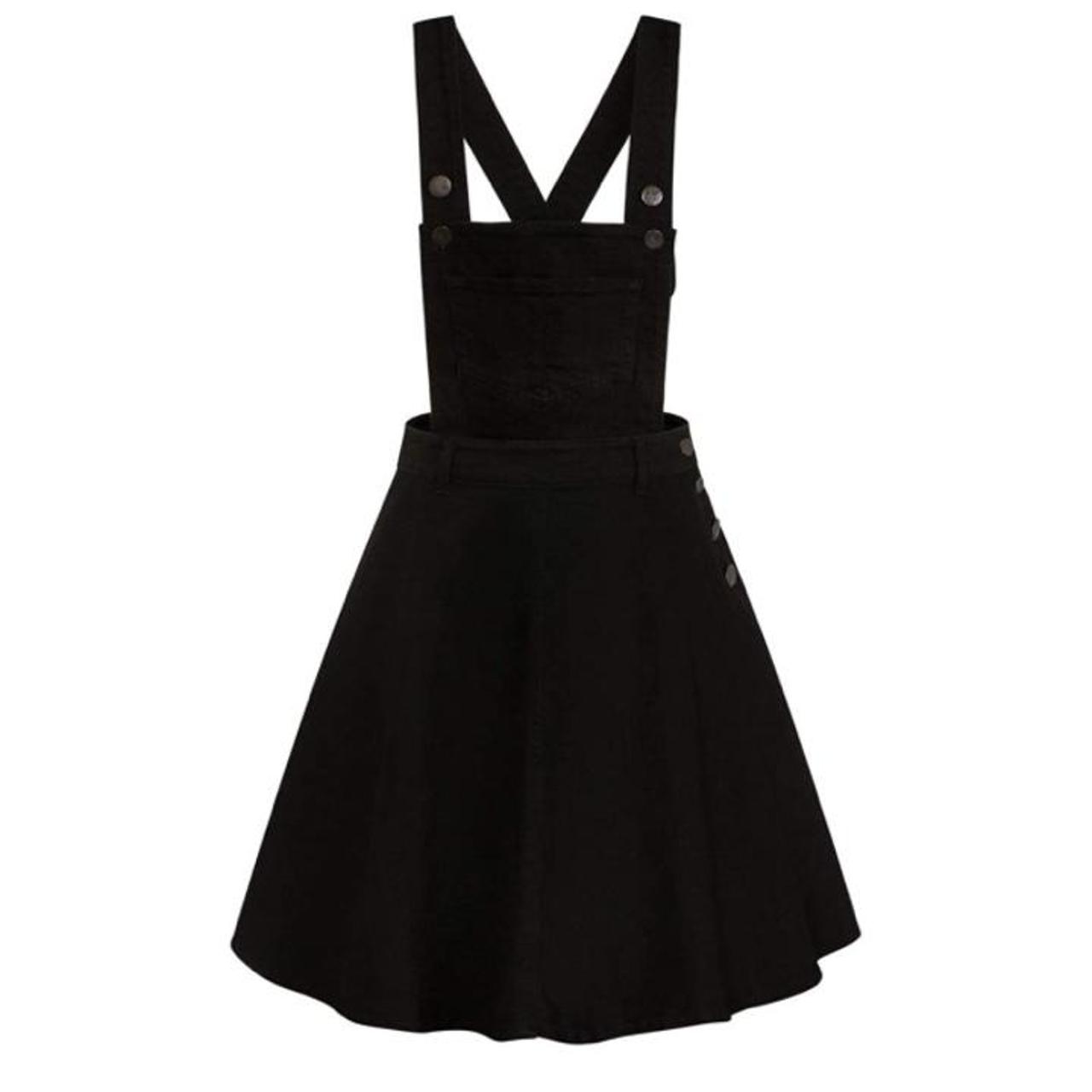 The cutest black denim pinafore apron dress! By... - Depop
