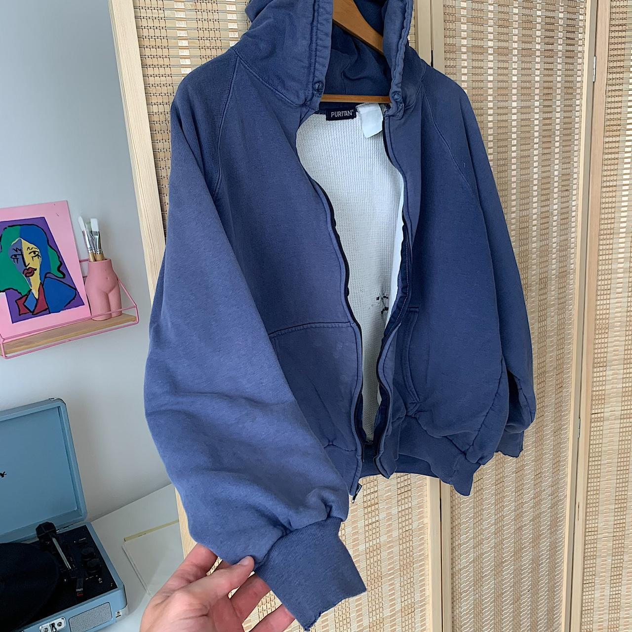 Vintage faded navy blue thermal full zip hoodie from... - Depop