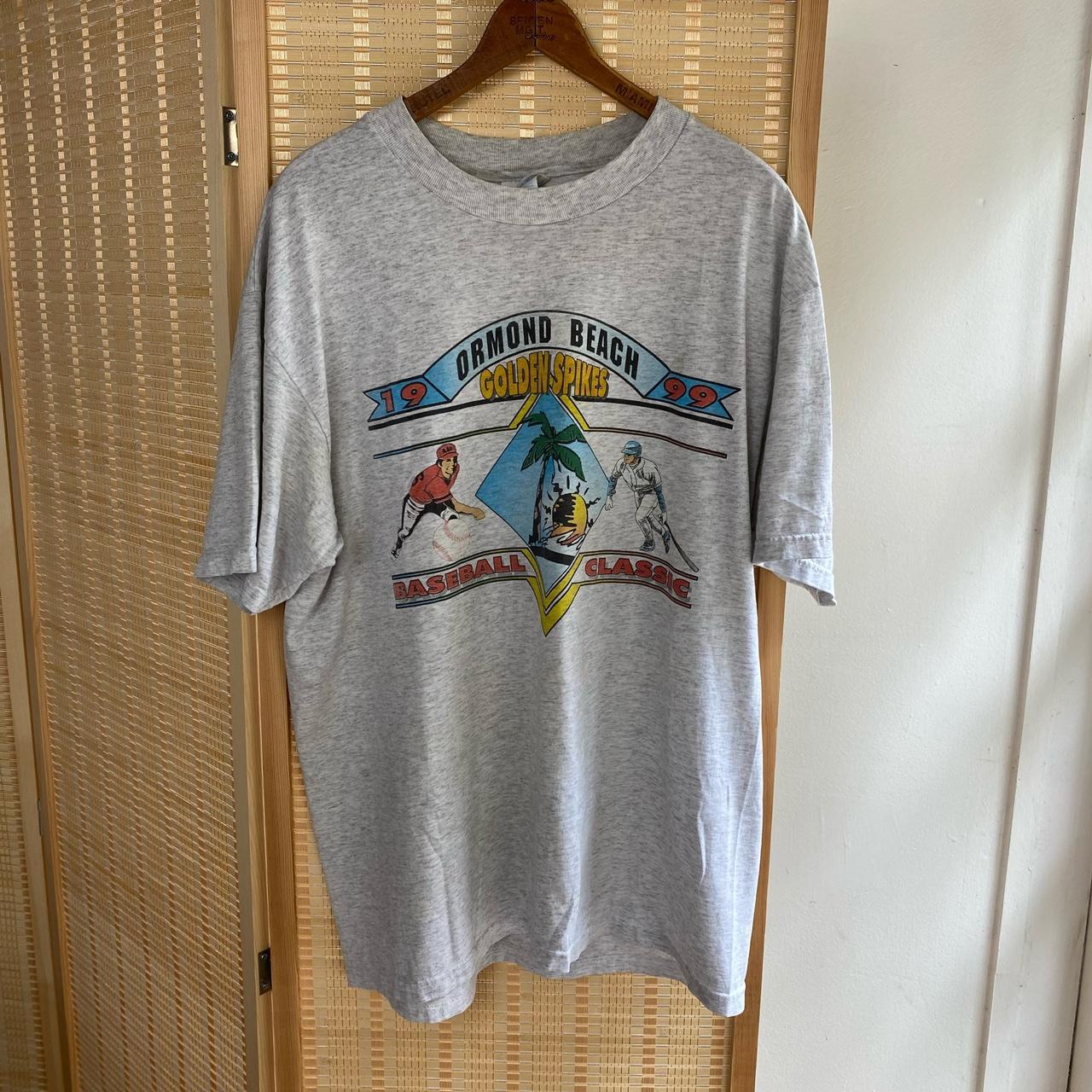 Vintage 90s Golden Spikes Baseball Tee Shirt, slight... - Depop