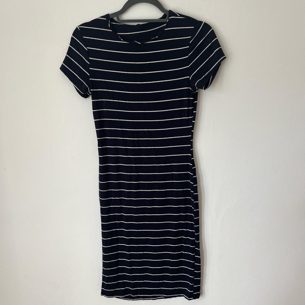 Topshop Women's Navy and White Dress | Depop