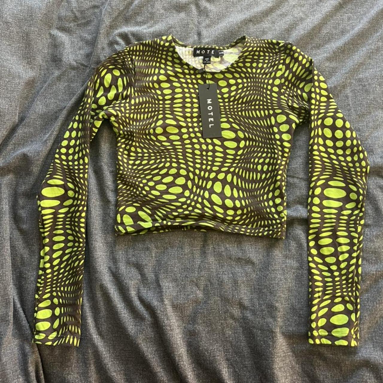 MOTEL ROCKS Bonnie long sleeve crop top in polka... Depop