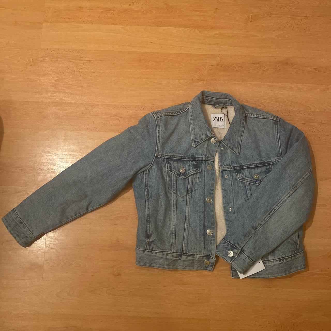 Zara Sheepskin Denim Jacket. Size Large, so best... Depop