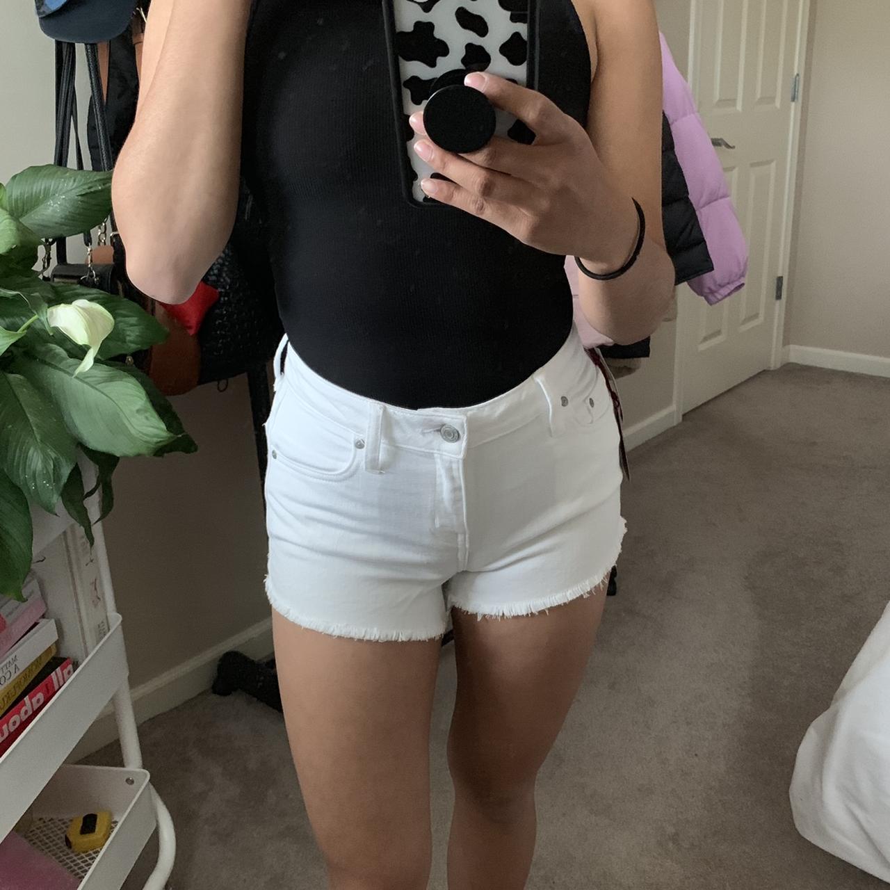 best white denim shorts