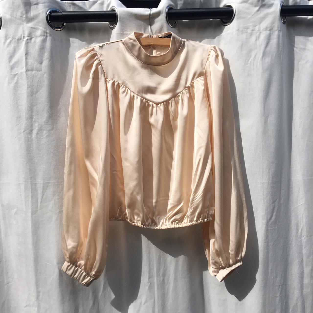 NASTY GAL satin feel, high neck, long sleeve top - Depop
