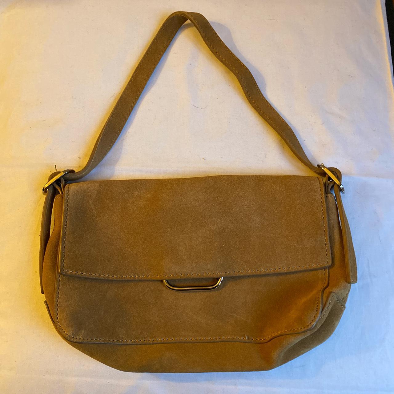 Mango suede shoulder bag in tan - super versatile... - Depop