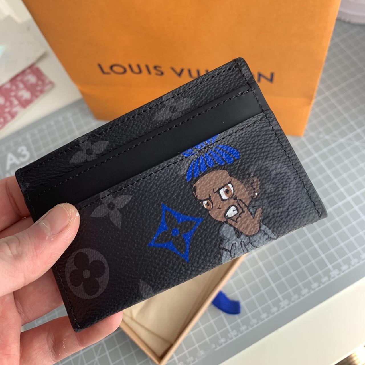 Hand Painted Louis Vuitton Card Holder in a