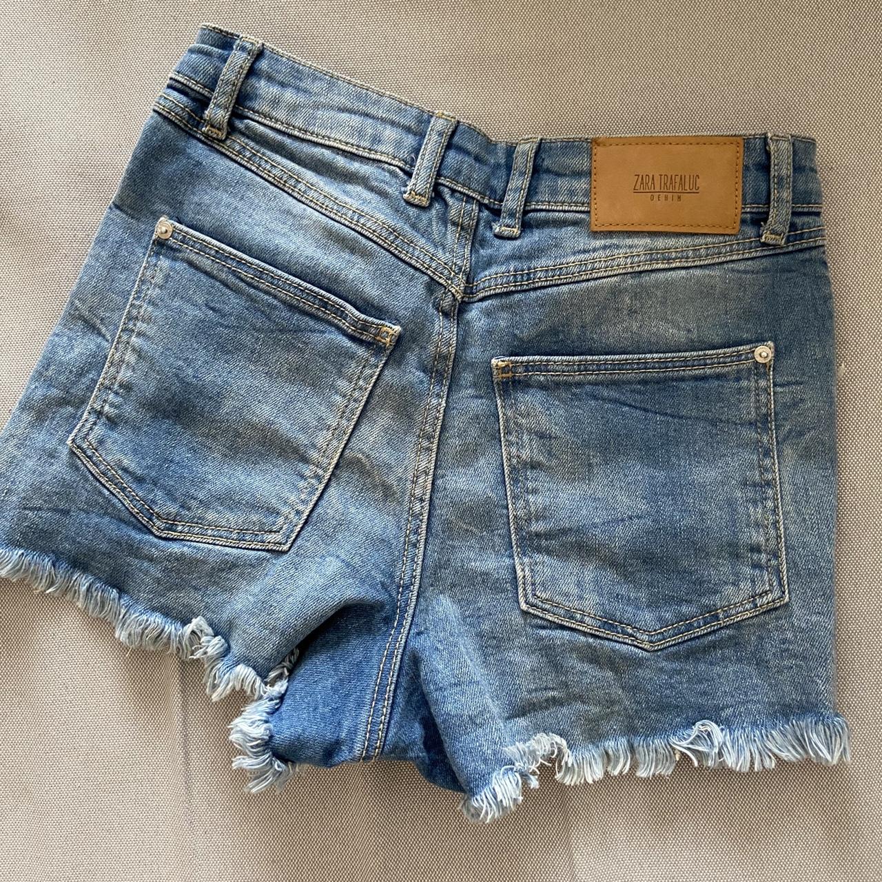 Free shipping! Zara blue denim shorts size EUR 34... - Depop