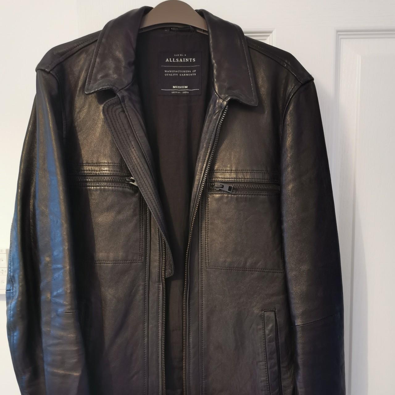 Excellent condition AllSaints leather jacket. Black.... - Depop