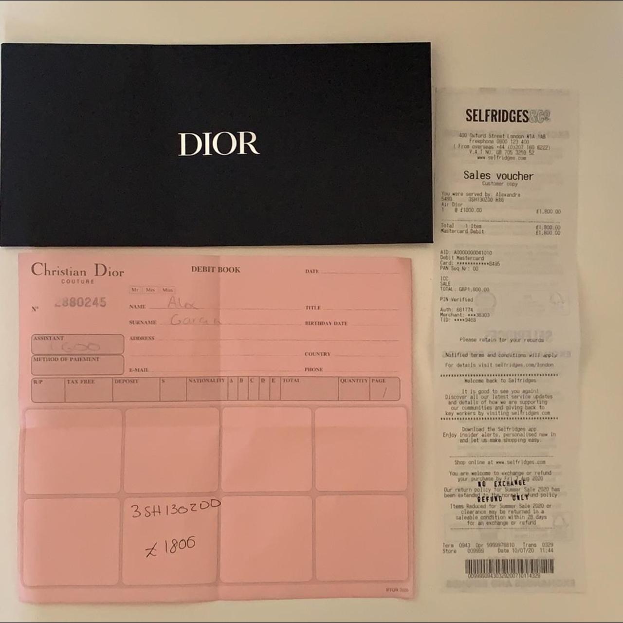 dior jordan 1 receipt