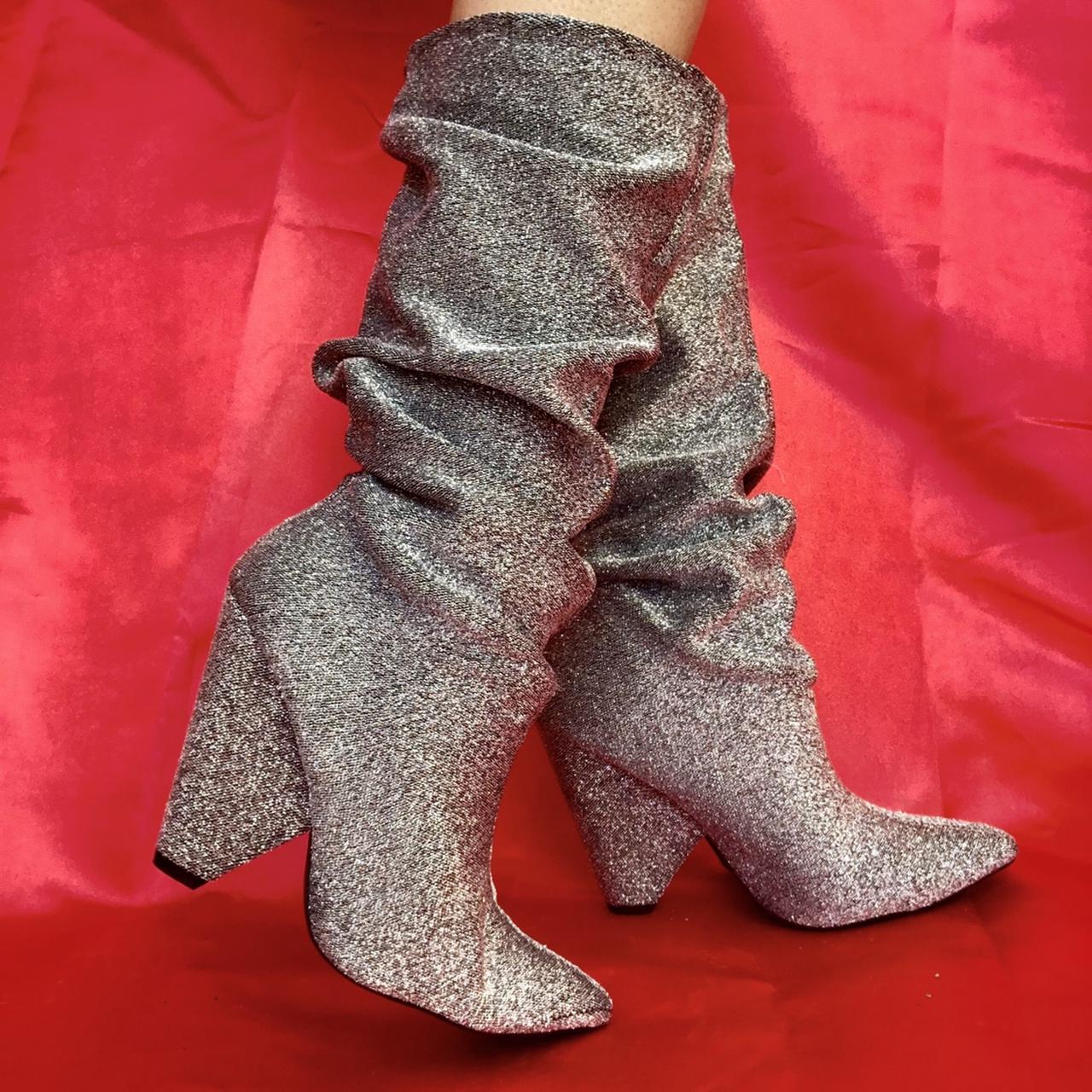 Silver glitter slouch sales boots