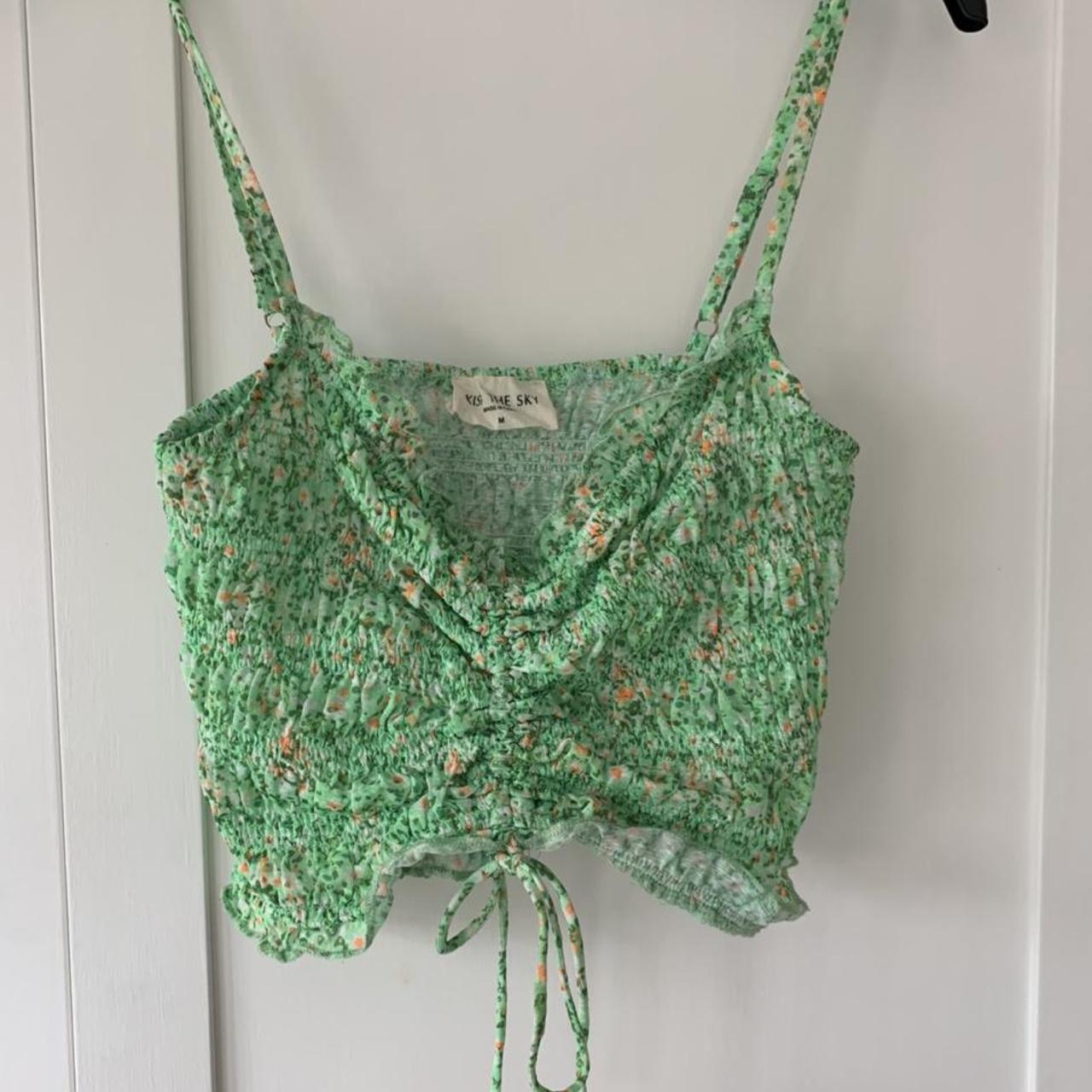 Urban outfitters kiss the sky green crop top, size... Depop