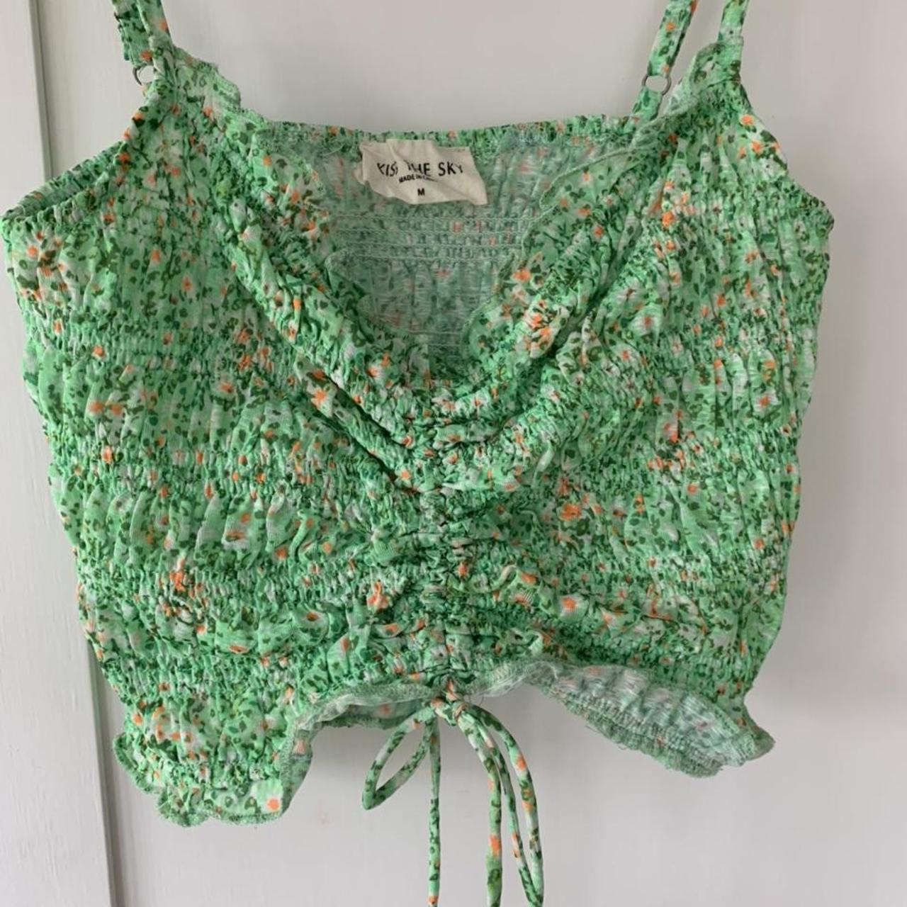 Urban outfitters kiss the sky green crop top, size... Depop