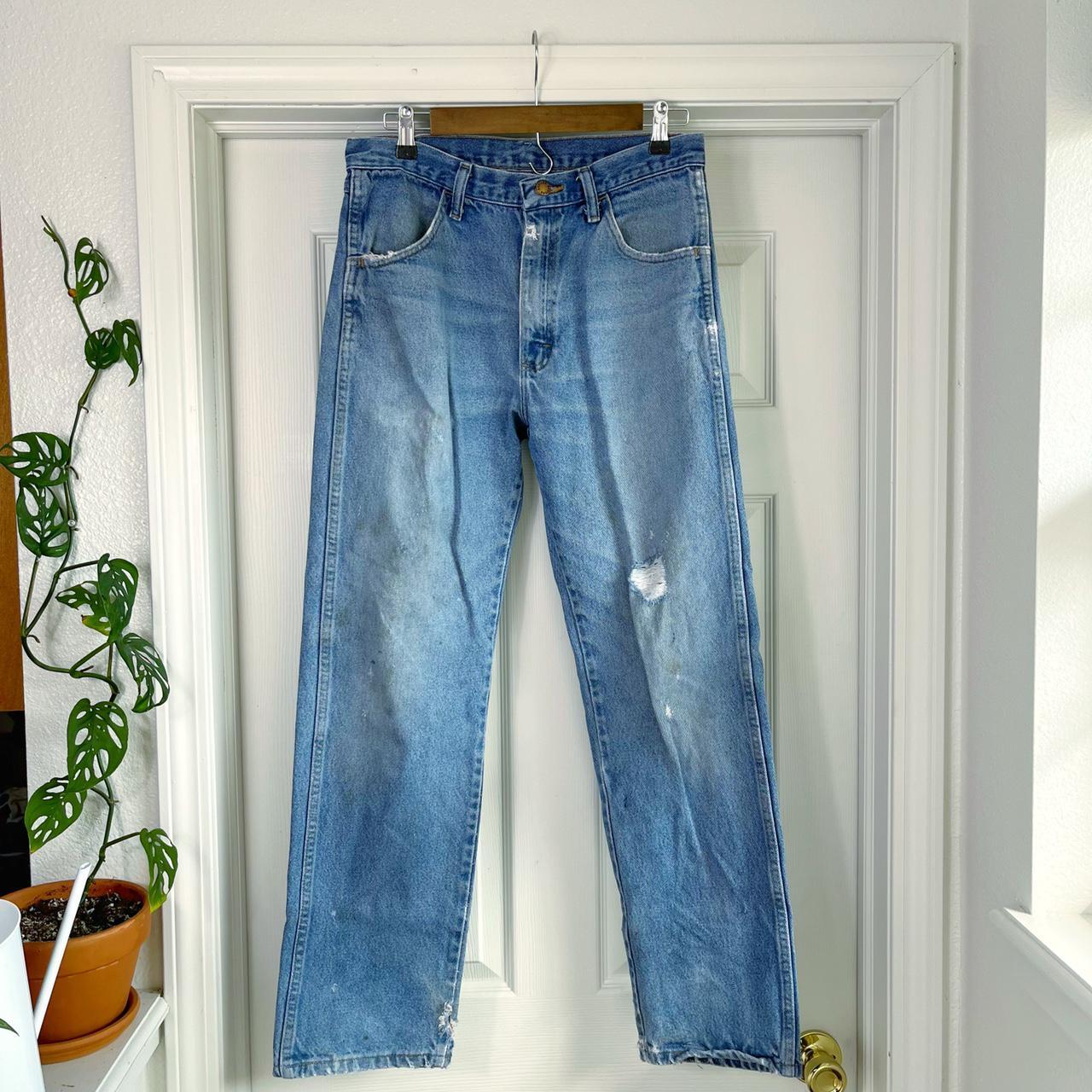 Vintage Distressed Rustler Light Wash denim Jeans.... - Depop