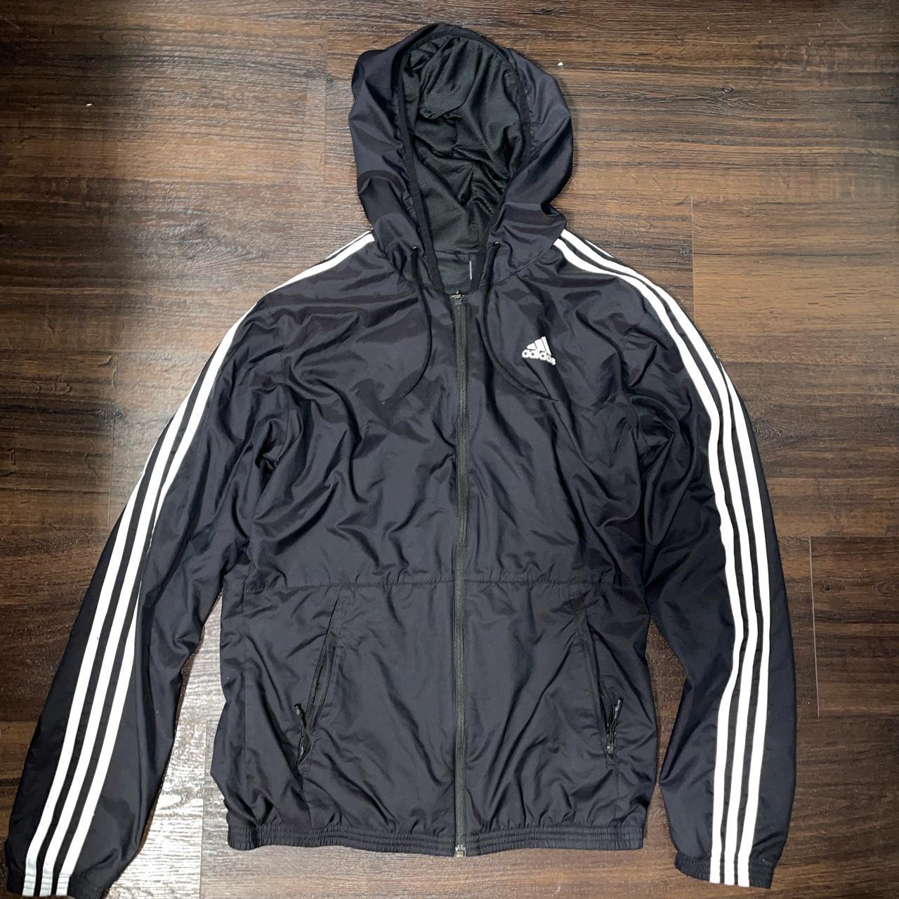 Adidas Black Zip-Up Windbreaker - Depop