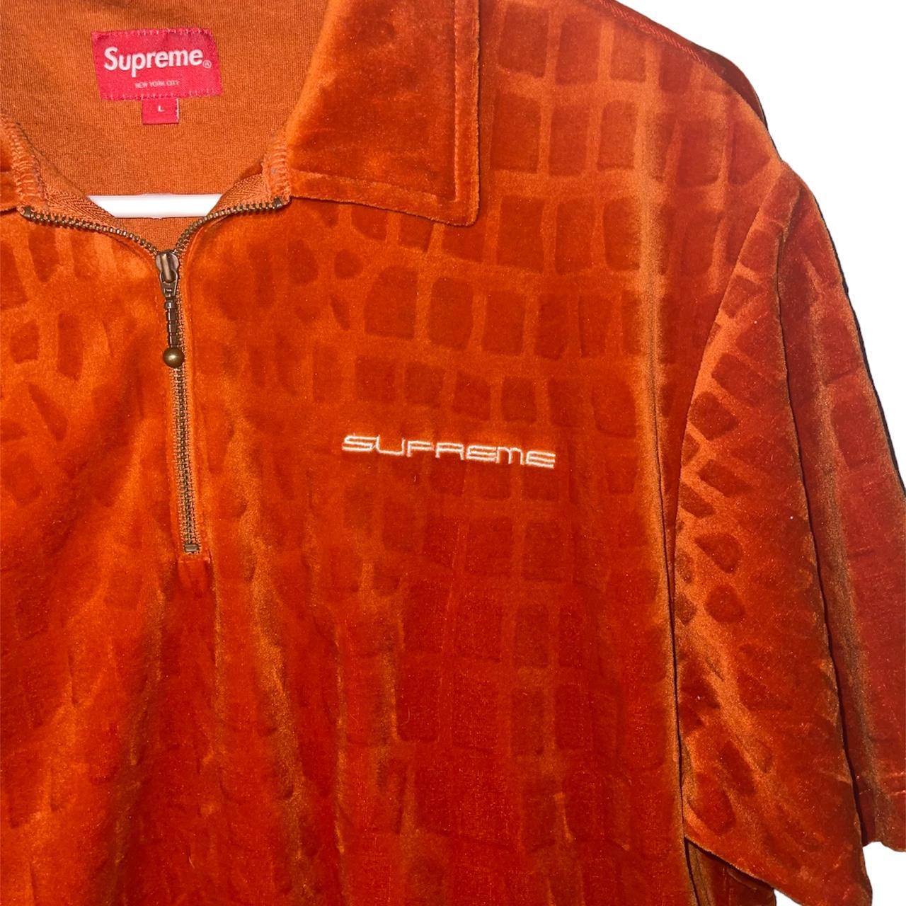 #Supreme Croc velour zip up collar shirt 2018, Size L