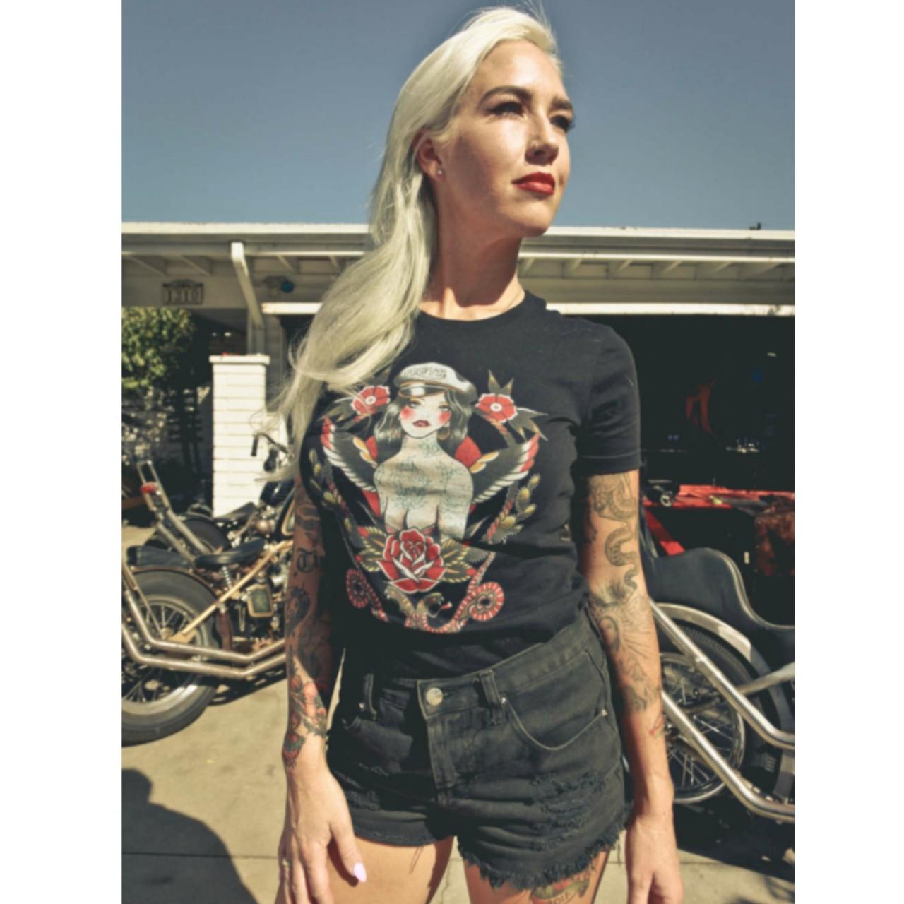 Mischief Made Me tattoo black tee size med B: 33-36