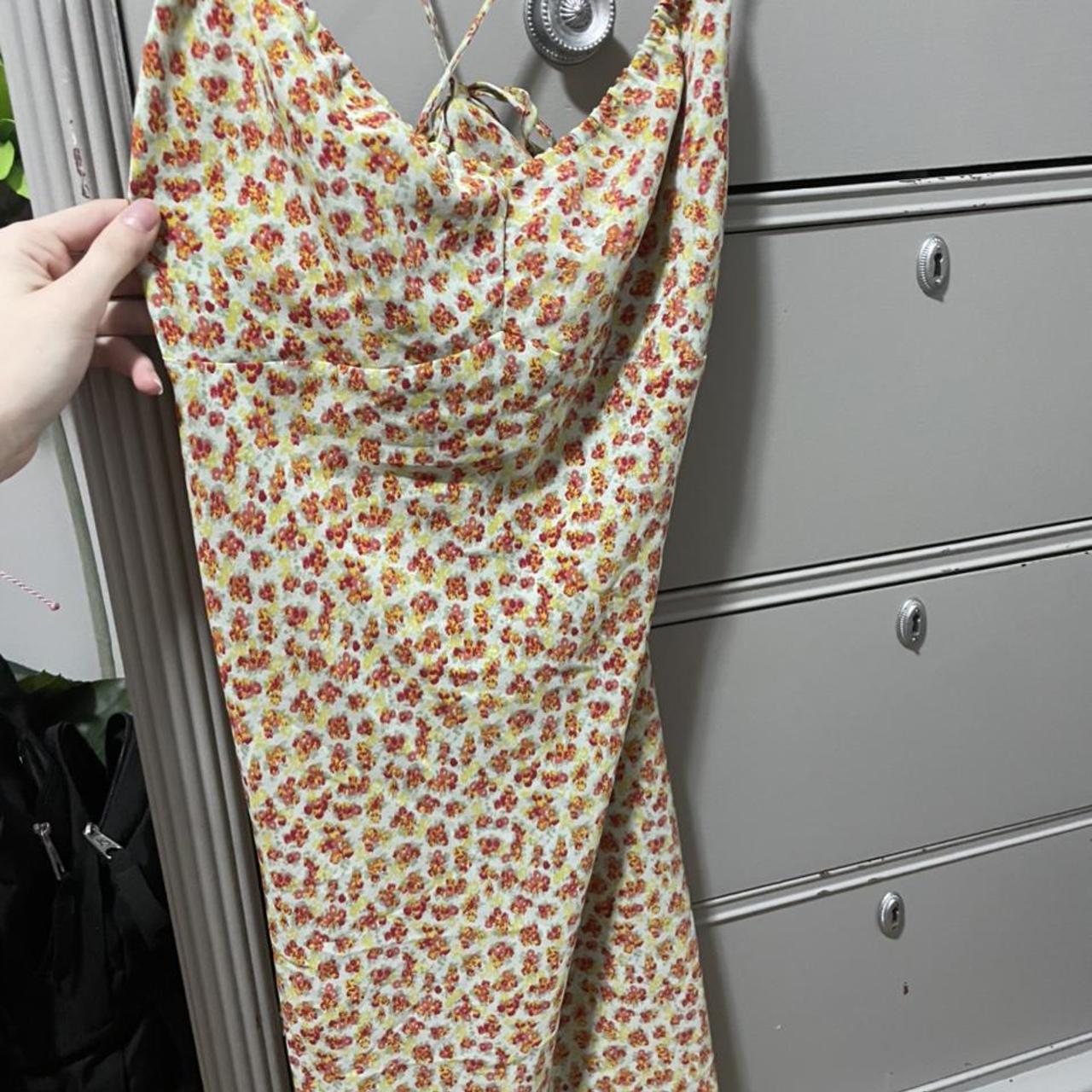 Women's Orange and Cream Dress Depop