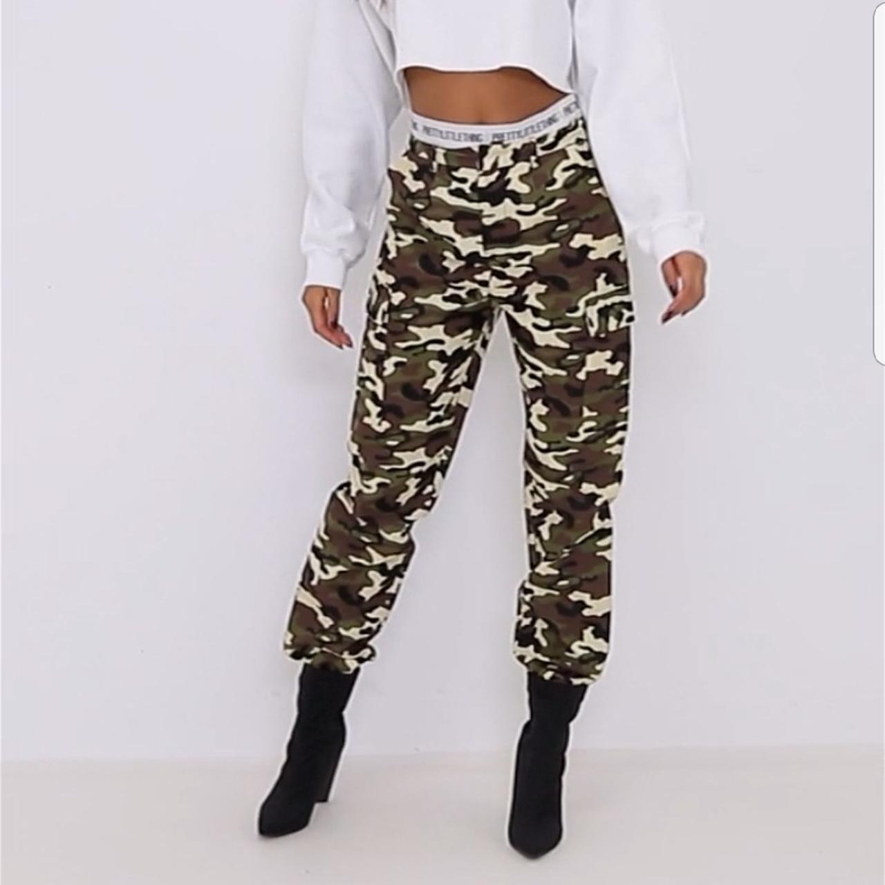 Pretty little thing camo cargo pants! Size 8... - Depop